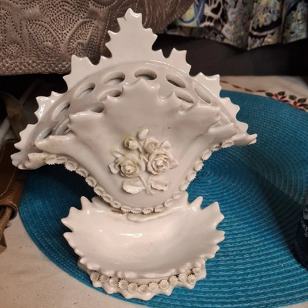 White Ceramic Floral Dish Set